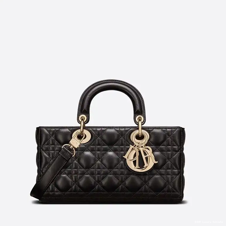 Medium Lady Cannage Lambskin D-Joy Black Bag 0616 Luxury